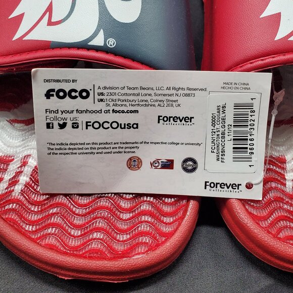 BNWT Washington State Cougars Colorblock Big Logo Gel Slide-Sz  Large11/12 - Picture 2 of 6